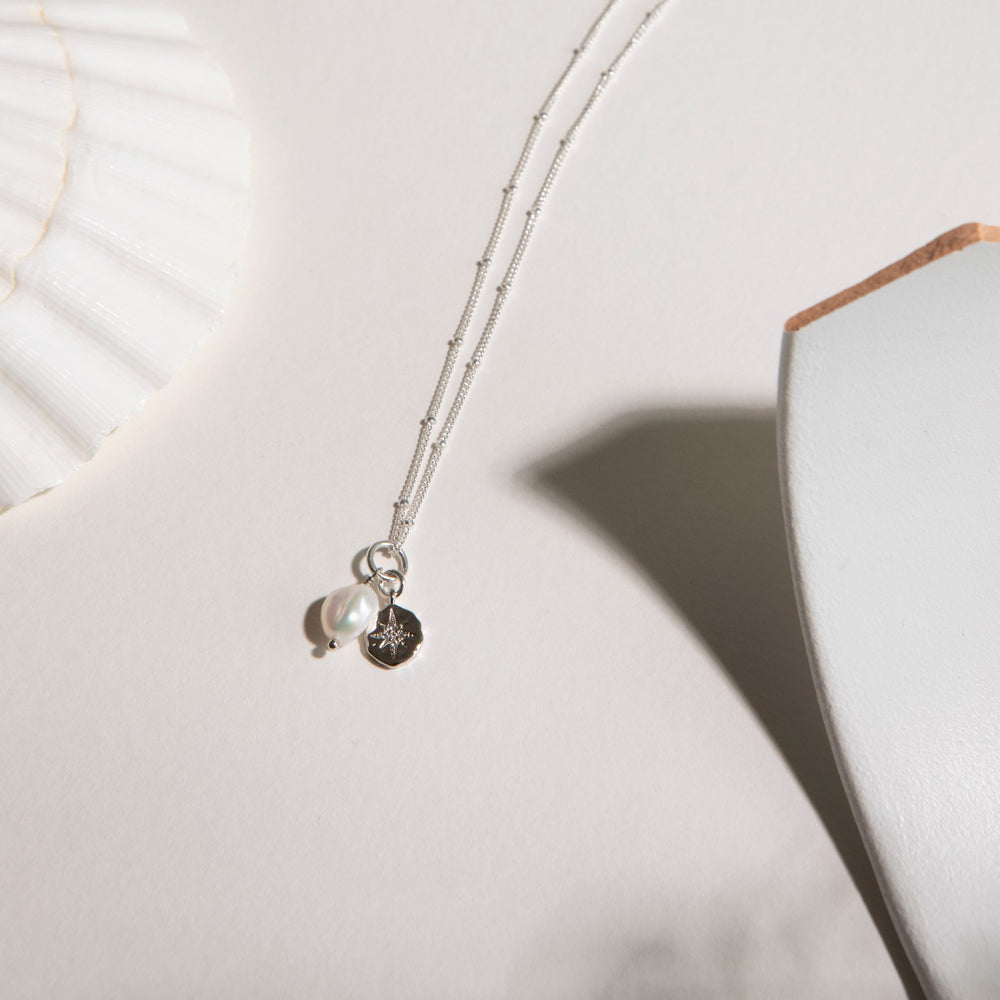 Pearl & Coin Necklace | Calm (Silver)