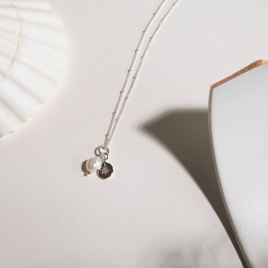 Pearl & Coin Necklace | Calm (Sterling Silver)