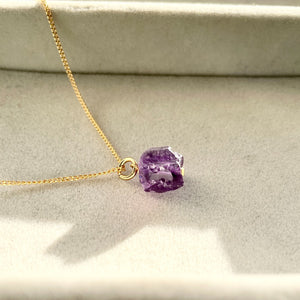 
            
                Load image into Gallery viewer, February Birthstone, Amethyst Necklace, Threaded, Gold | Decadorn
            
        