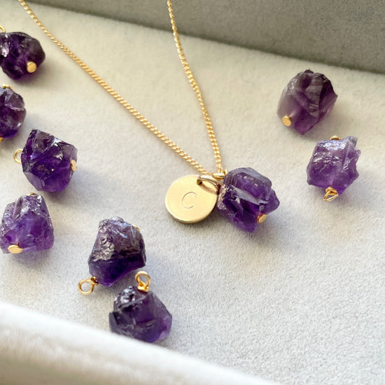 Load image into Gallery viewer, February Birthstone | Amethyst Threaded Necklace (Gold)
