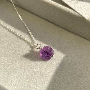 Amethyst Threaded Necklace | Calming (Silver)