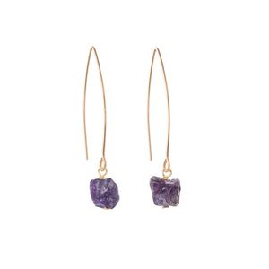 
            
                Load image into Gallery viewer, Amethyst Threaded Dropper Earrings | Calming (Gold)
            
        