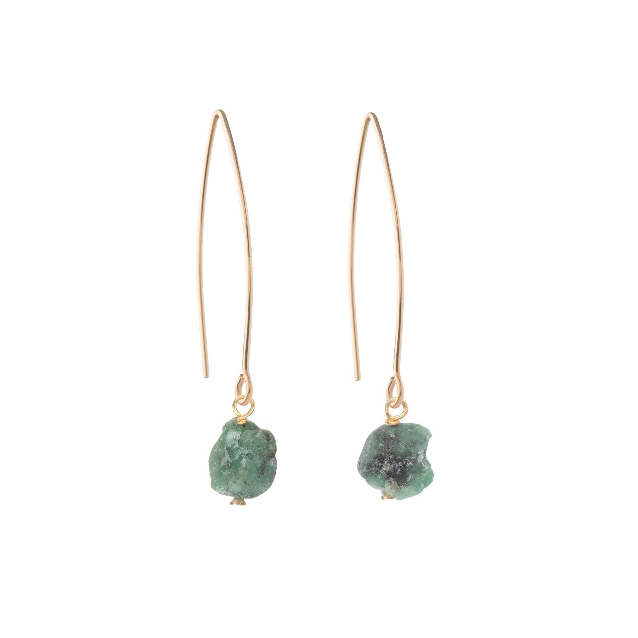 Emerald Threaded Dropper Earrings | Hope (Gold)