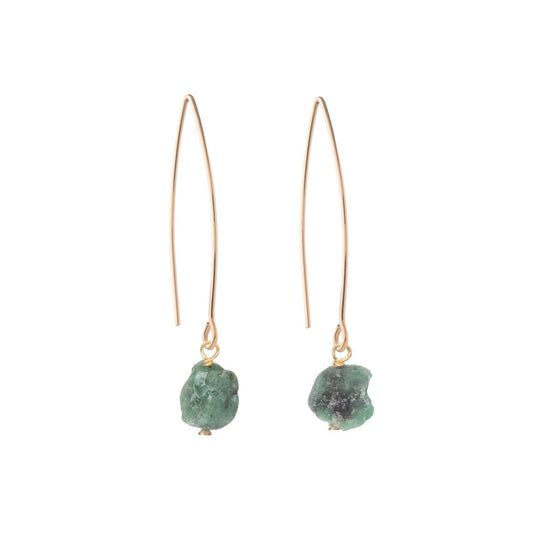 Emerald Threaded Dropper Earrings | Hope (Gold Fill)