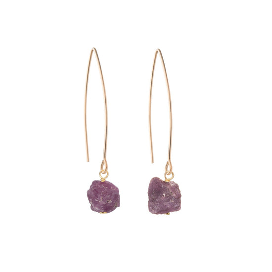Load image into Gallery viewer, July Birthstone | Ruby Threaded Dropper Earrings (Gold)
