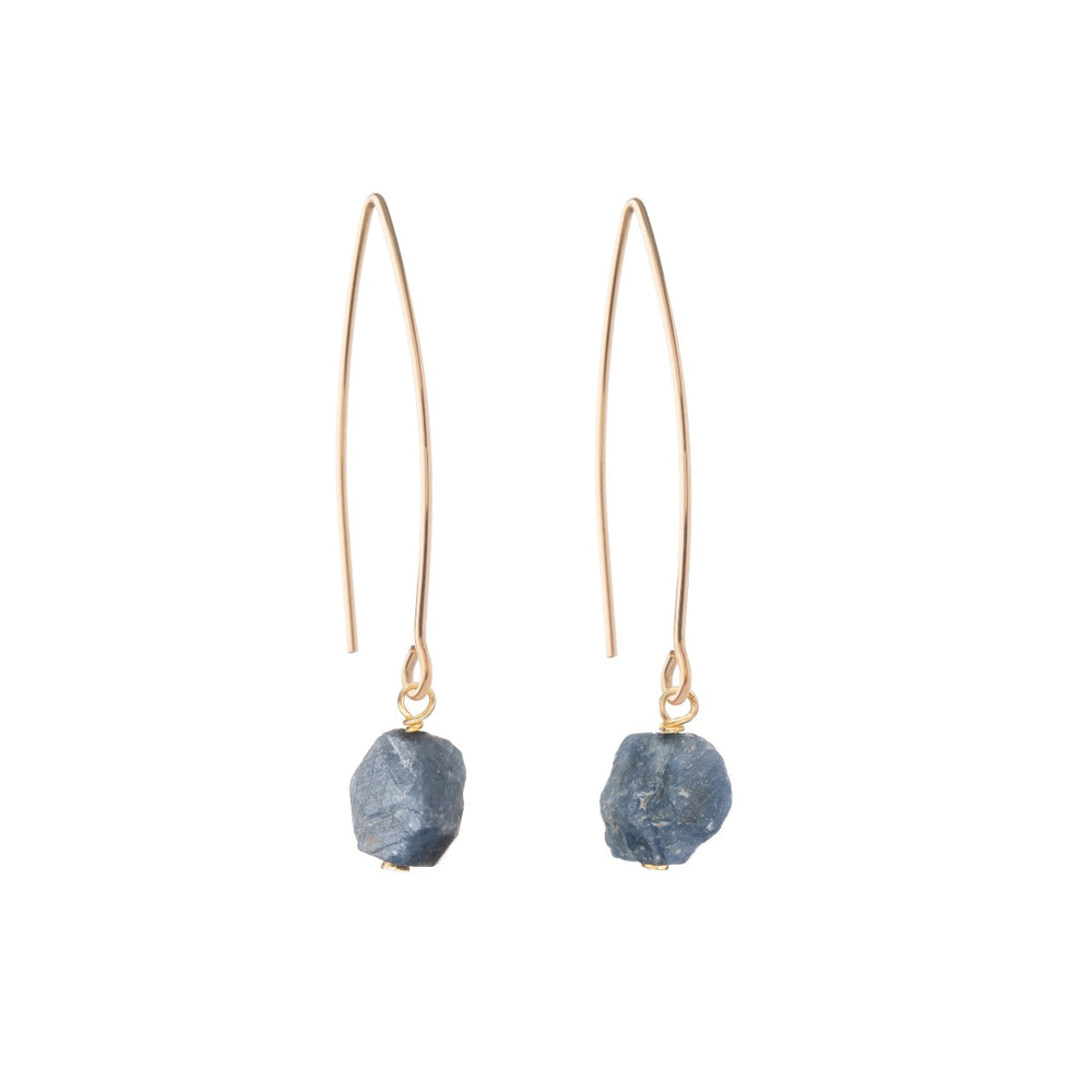 September Birthstone | Sapphire Threaded Dropper Earrings (Gold)