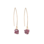 October Birthstone | Pink Tourmaline Dropper Earrings | Threaded | Gold | Decadorn