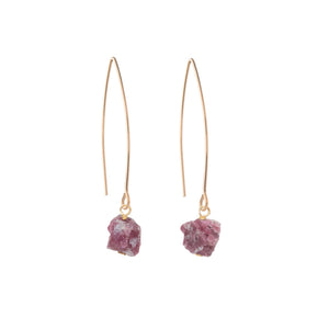 
            
                Load image into Gallery viewer, October Birthstone | Pink Tourmaline Dropper Earrings | Threaded | Gold | Decadorn
            
        