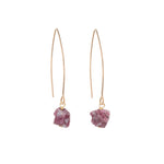Pink Tourmaline Dropper Earrings | Threaded | Gold | Decadorn