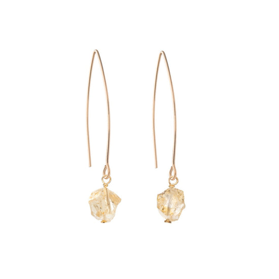 Citrine Threaded Dropper Earrings | Success (Gold Plated)