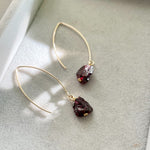 Garnet Threaded Dropper Earrings (Gold)