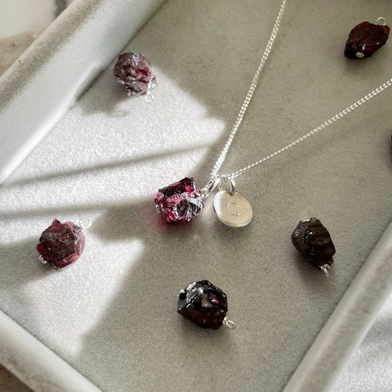 Garnet Threaded Necklace | Protection (Sterling Silver)