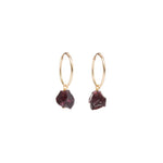 Garnet Hoop Earrings | Raw Threaded | Gold | Decadorn