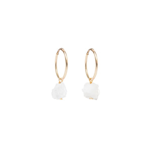 June Birthstone | Moonstone Threaded Hoop Earrings (Gold)
