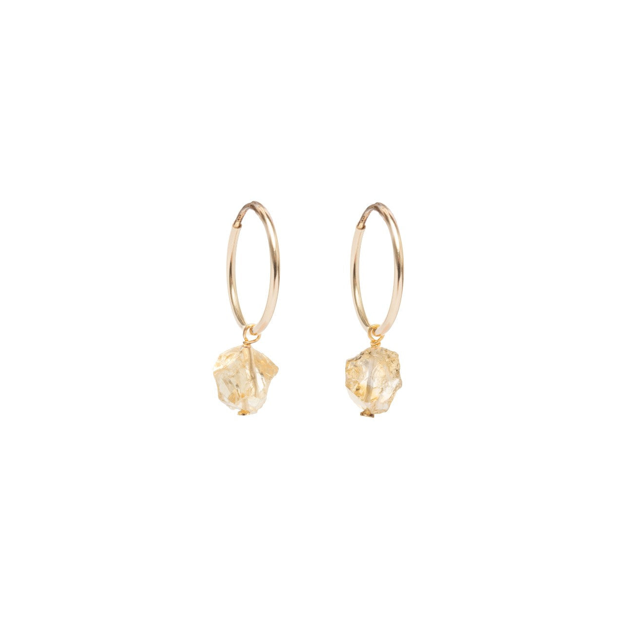 Load image into Gallery viewer, Citrine Threaded Hoop Earrings | Success (Gold Plated)

