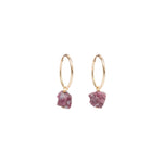 October Birthstone | Pink Tourmaline Hoop Earrings | Threaded | Gold | Decadorn