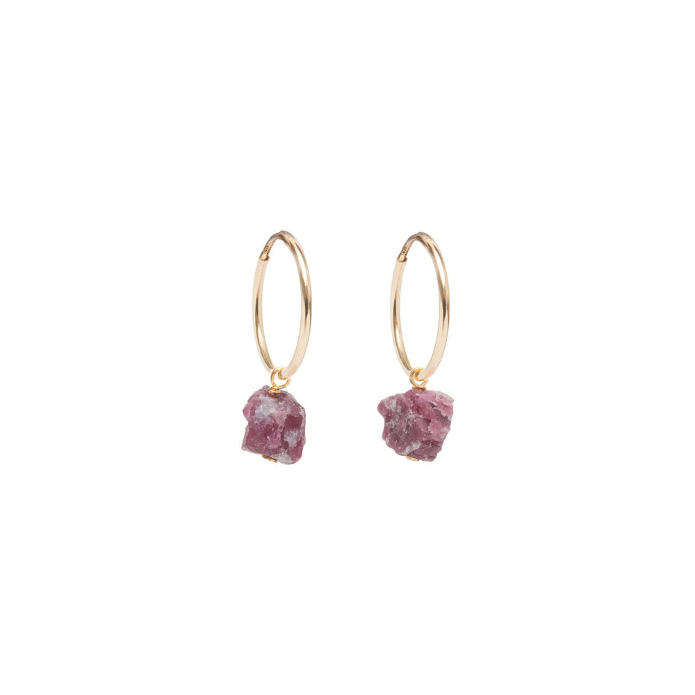 Pink Tourmaline Hoop Earrings | Threaded | Gold | Decadorn