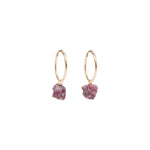 Pink Tourmaline Hoop Earrings | Threaded | Gold | Decadorn