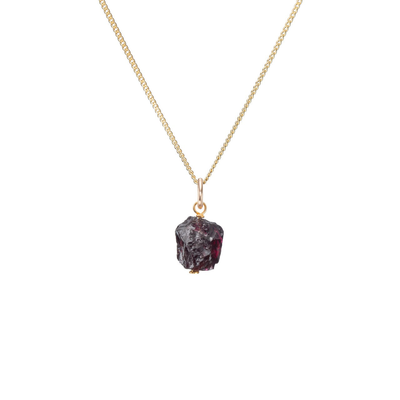 Rosecliff Small Circle Garnet Necklace in 14k Gold (January)