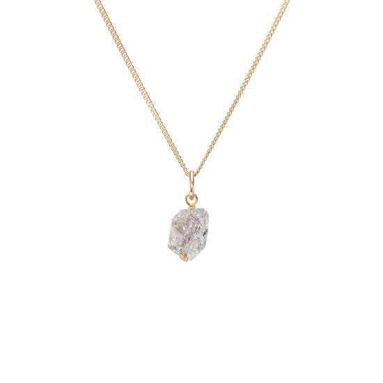 Herkimer Diamond Threaded Necklace | Strength (Gold Plated)