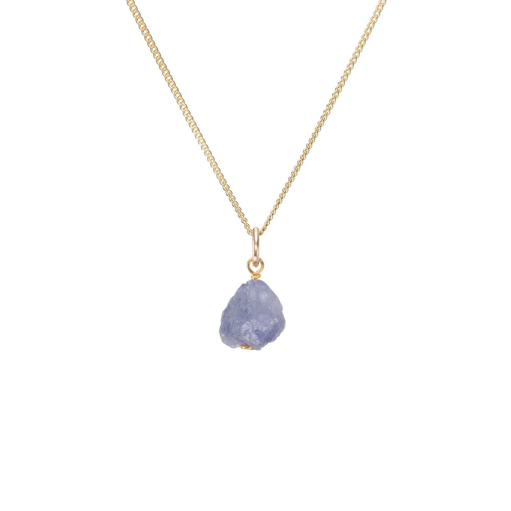 
            
                Load image into Gallery viewer, December Birthstone | Tanzanite Necklace | Raw Threaded | Gold |Decadorn
            
        