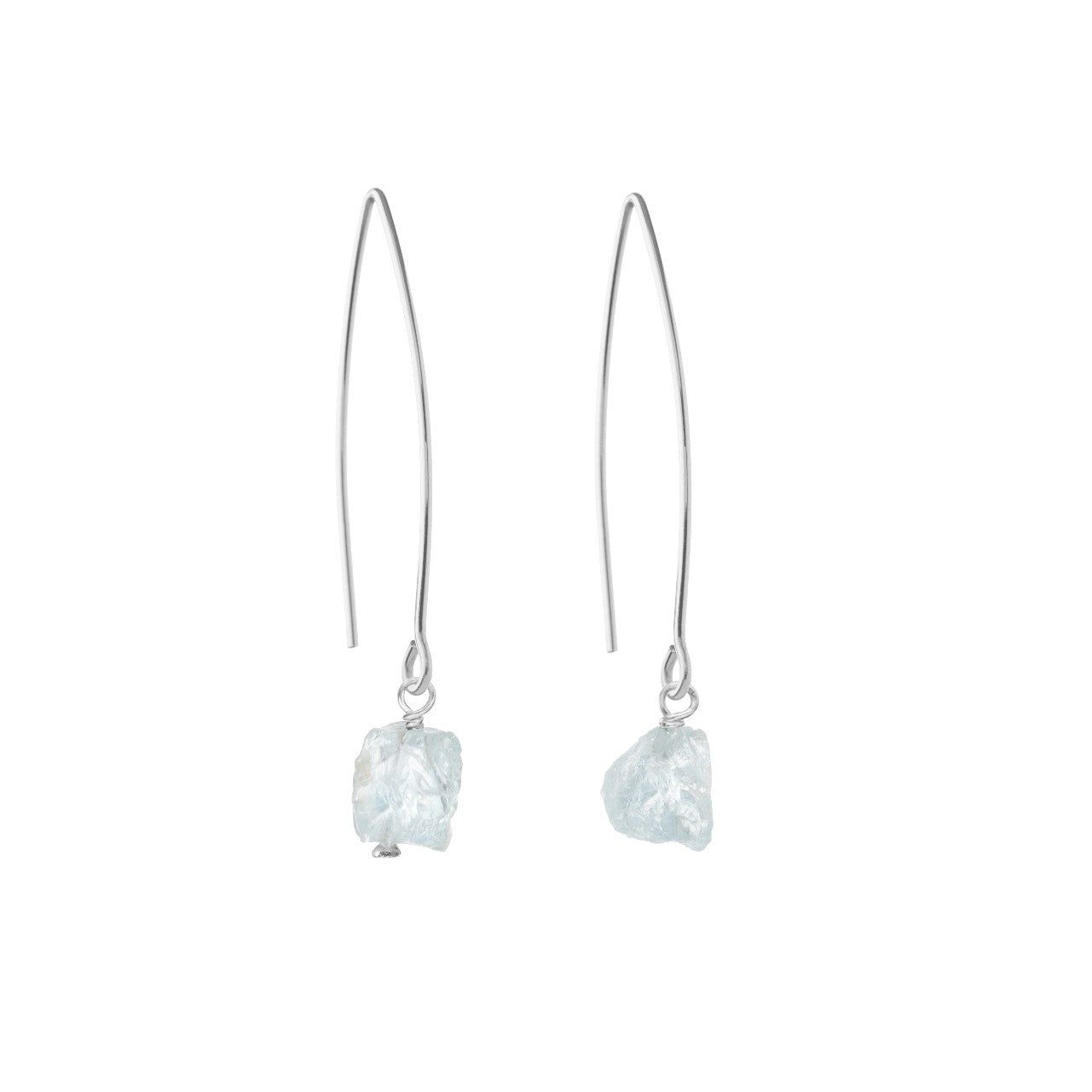 Aquamarine Threaded Dropper Earrings | Serenity (Sterling Silver)
