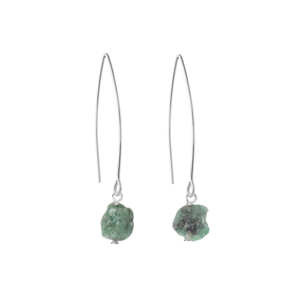 
            
                Load image into Gallery viewer, Emerald Threaded Dropper Earrings | Hope (Silver)
            
        