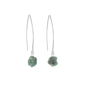 
            
                Load image into Gallery viewer, Emerald Threaded Dropper Earrings | Hope (Silver)
            
        