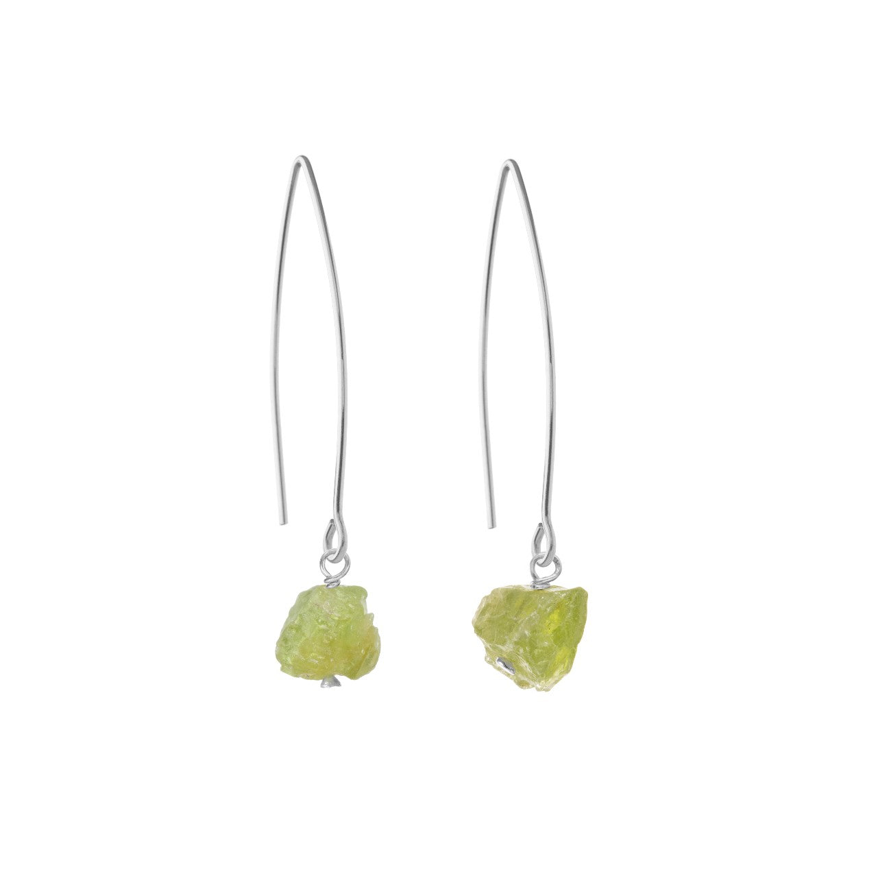 Load image into Gallery viewer, August Birthstone | Peridot Threaded Dropper Earrings (Silver)
