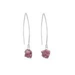 October Birthstone | Pink Tourmaline Dropper Earrings | Threaded | Silver | Decadorn