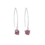 Pink Tourmaline Dropper Earrings | Threaded | Silver | Decadorn