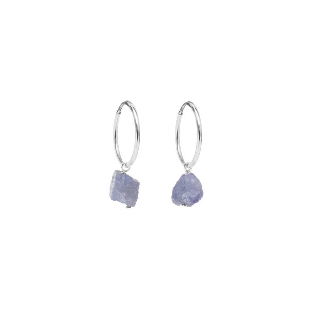 
            
                Load image into Gallery viewer, Tanzanite Hoop Earrings | Raw Threaded | Silver | Decadorn
            
        