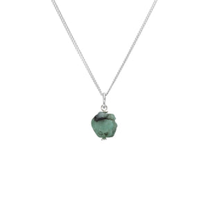 May Birthstone | Emerald Threaded Necklace (Silver)