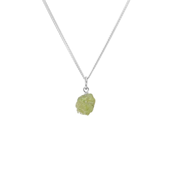 August Birthstone | Peridot Threaded Necklace (Silver)