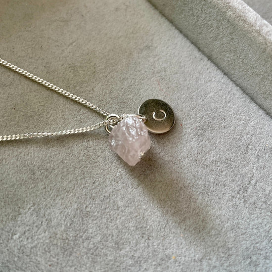 Load image into Gallery viewer, Rose Quartz Threaded Necklace | Love (Sterling Silver)
