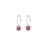 October Birthstone | Pink Tourmaline Hoop Earrings | Threaded | Silver | Decadorn