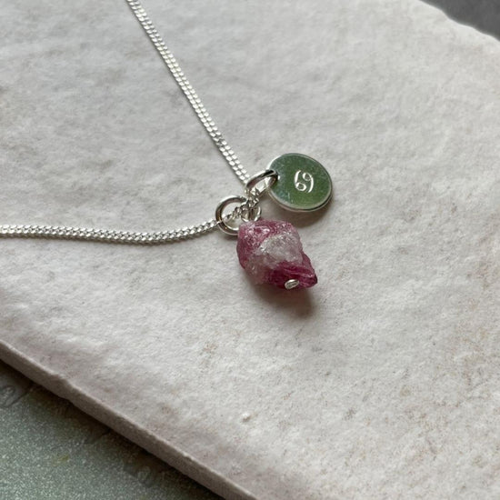 Pink Tourmaline Threaded Necklace (Silver)
