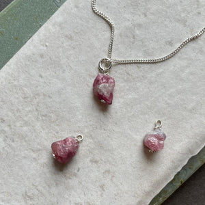 
            
                Load image into Gallery viewer, October Birthstone | Pink Tourmaline Threaded Necklace (Silver)
            
        