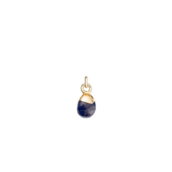 Lapis Lazuli Charm, Tiny Tumbled, Gold Plated |Decadorn