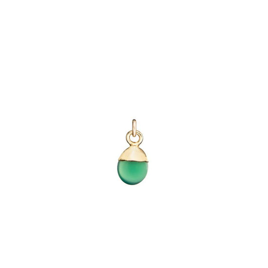 Green Agate Charm, Tiny Tumbled, Gold Plated |Decadorn