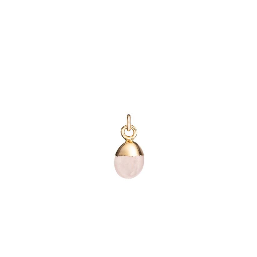 Rose Quartz Charm, Tiny Tumbled, Gold Plated |Decadorn