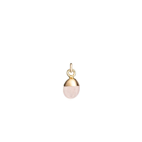 Rose Quartz Charm, Tiny Tumbled, Gold Plated |Decadorn