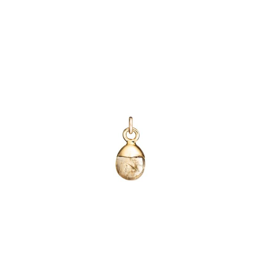 Citrine Charm, Tiny Tumbled, Gold Plated |Decadorn