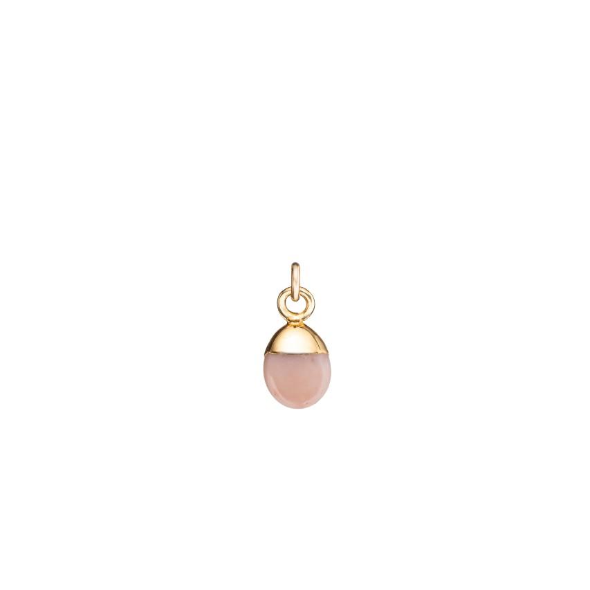 Pink Opal Charm, Tiny Tumbled, Gold Plated |Decadorn