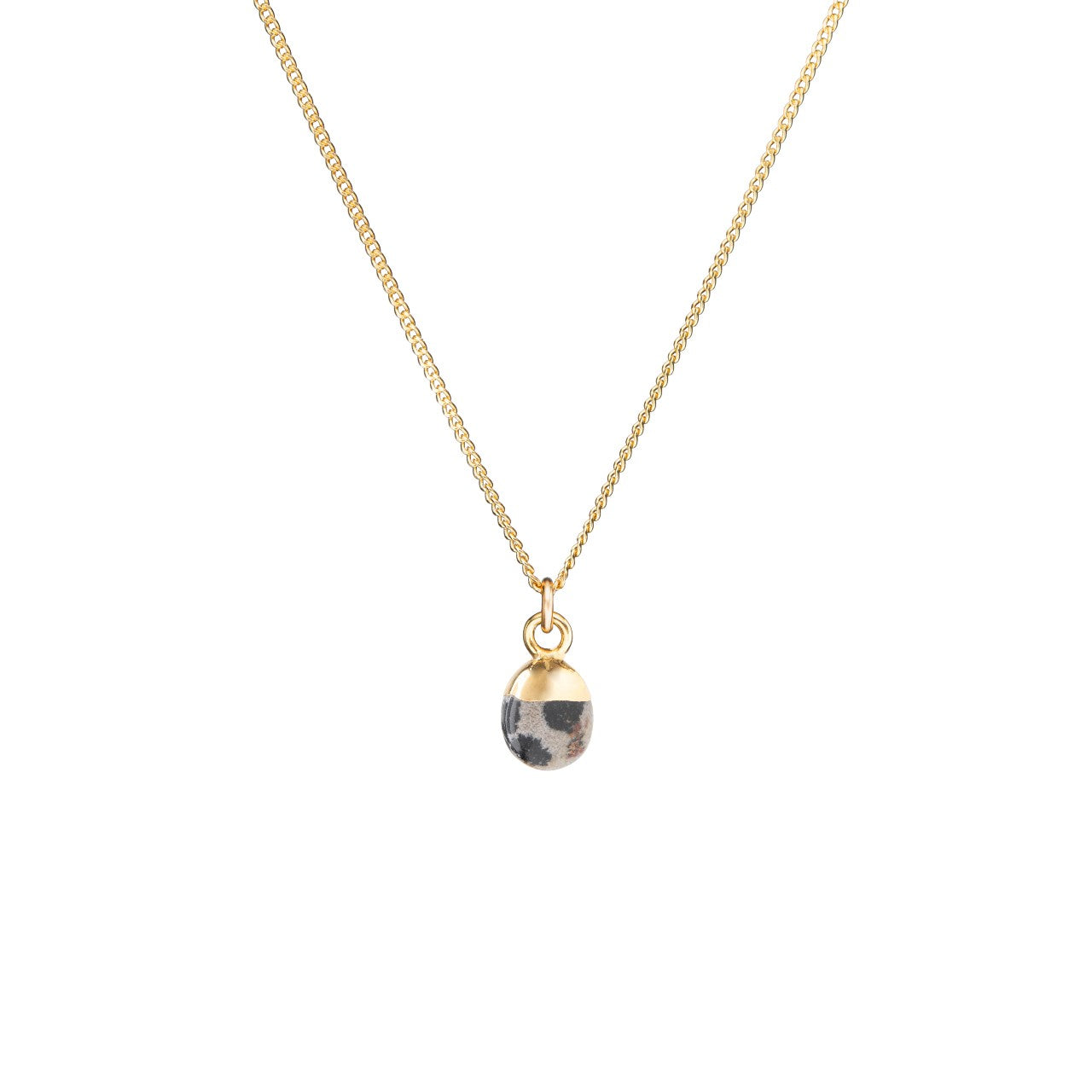 Dalmatian Tiny Tumbled Gemstone Necklace | Positivity (Gold)