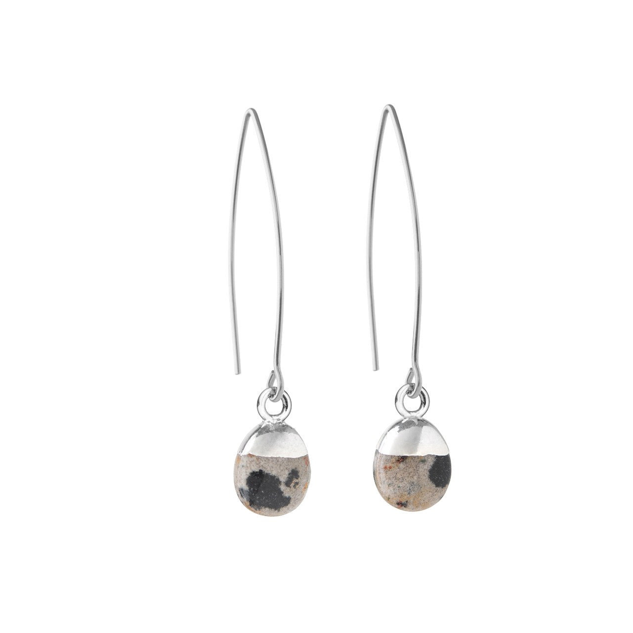 Dalmatian Tiny Tumbled Dropper Earrings | Positivity (Sterling Silver)