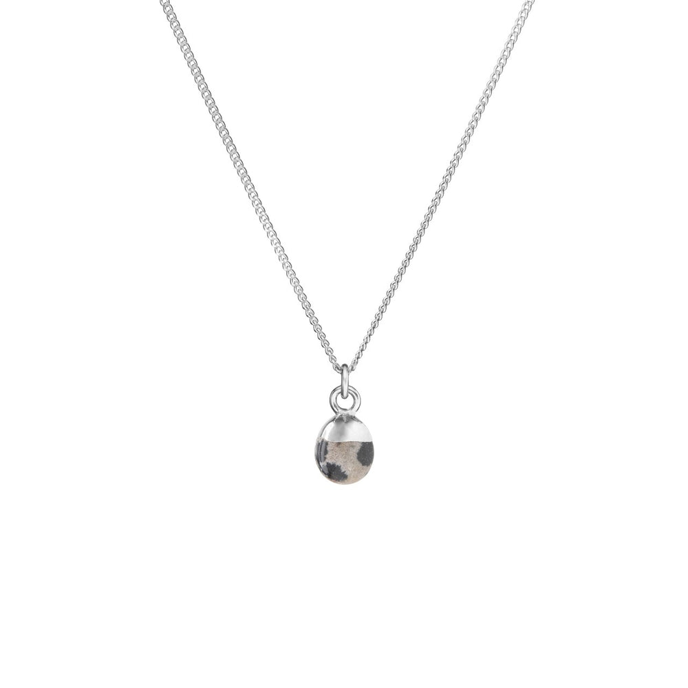 Dalmatian Tiny Tumbled Gemstone Necklace | Positivity (Silver)