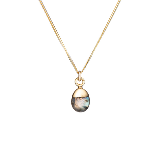 Load image into Gallery viewer, Labradorite Tiny Tumbled Necklace | Adventure (Gold)
