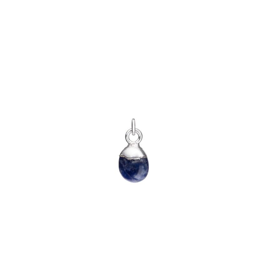 Lapis Lazuli Charm, Tiny Tumbled, Silver |Decadorn