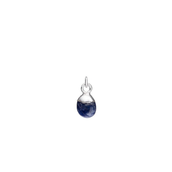 Lapis Lazuli Charm, Tiny Tumbled, Silver |Decadorn